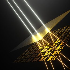 Een op maat gemaakt nanopatroon van silicium gekoppeld aan een semi-transparante gouden spiegel 