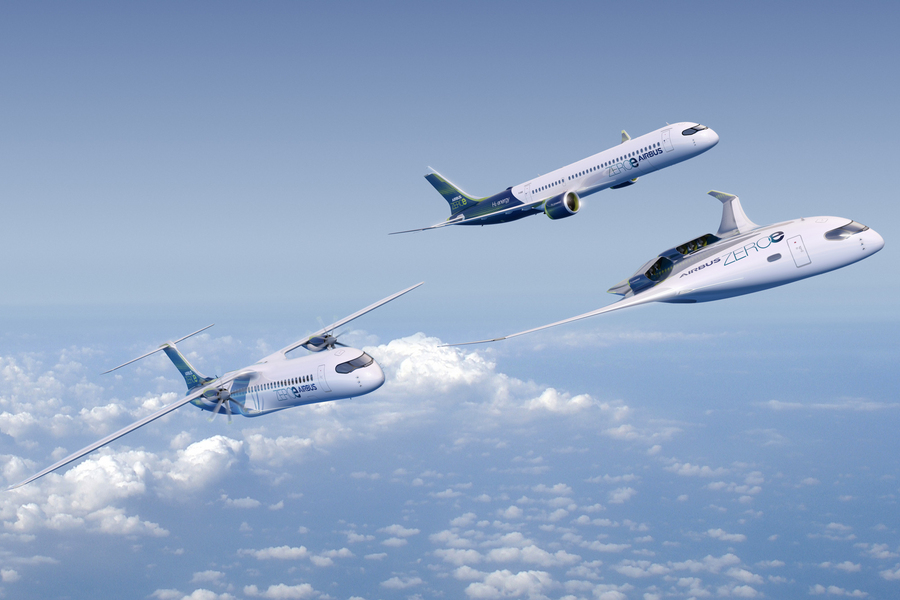 Enkele industriële concepten voor hybride-elektrische vliegtuigen.